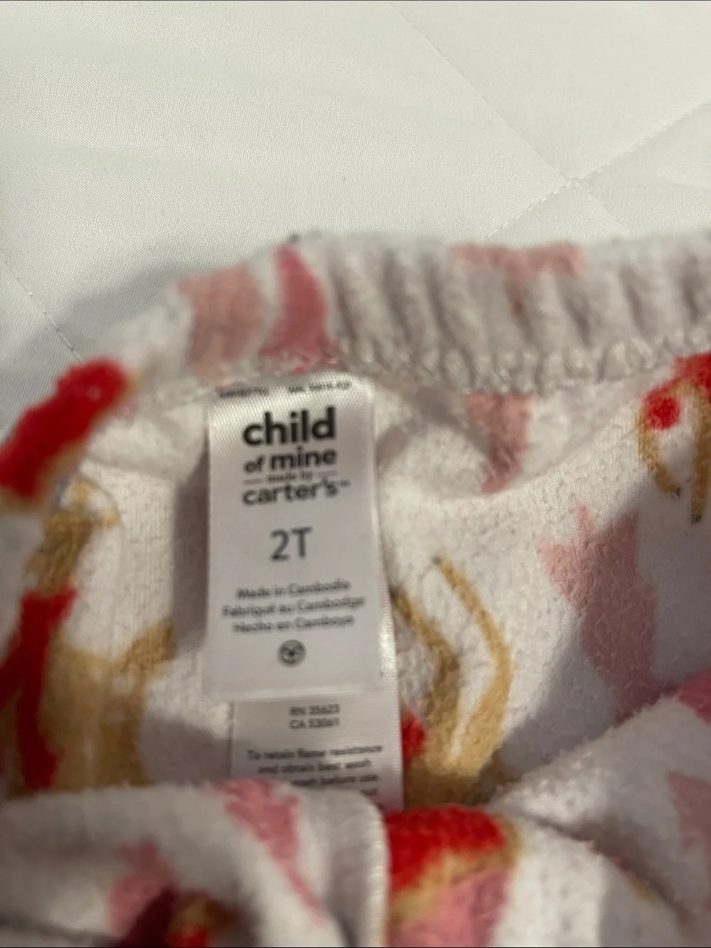 Carter's Red Long-Sleeve Pajama Set with White Reindeer Print Pants